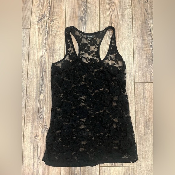 Y2K Black guess lace racer back tank top size large - Picture 1 of 7